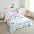 thumbnail image 3 of Feelyou Cute Unicorn Animal Queen Comforter Set for Kids, Cartoon Butterfly Bedding Sets, Dreamy Rainbow Reversible Bedding Comforter Set, Lightweight Room Decor, 3-Piece, 3 of 8