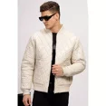 thumbnail image 2 of Abez Men's Diamond Quilted Bomber Pure Lambskin Leather Jacket off White Moto Party Wear Jacket, 2 of 2