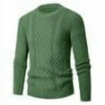 thumbnail image 2 of successthop Cable Knit Sweaters Men Plus Size Long Sleeve Chunky Crewneck Knitwear Ribbed Cuff Solid Warm Tops Green 3XL, 2 of 6