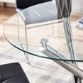 thumbnail image 4 of 36" Silver And Glass Round Tripod Base Coffee Table, 4 of 5