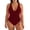Wine, variant on UTSJKR Women's V-Neck Color Block One-Piece Swimsuit, Double Strap Bathing Suit with Contrast Trim Black L