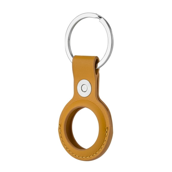 Slinger Leather Case for AirTag Finder, Anti-Scratch Protective Skin Cover with Keychain Compatible with AirTags 2021 (Yellow)