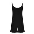 thumbnail image 5 of Usmixi Jumpsuits for Women Beach Casual Solid Button Down Ruffle Hem Spaghetti Strap Jumpsuits Overalls Summer Formal Plain Square Neck Sleeveless Short Rompers Black m, 5 of 6