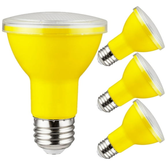 Diodesy- Pack of 4 PAR20/LED/3W/Y PAR20 Yellow LED Floodlight Bulbs, Non-Dimmable Recessed Spot Light, 3 Watt (50W Equivalent), E26 Base for Indoor Outdoor Use, Bug Light, Holidays, ETL Listed