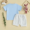thumbnail image 3 of Bagilaanoe 2pcs Toddler Easter Outfits Baby Boy Shorts Set Short Sleeve Letter Print T Shirt Tops + Shorts 6M 12M 18M 24M 3T Kids Casual Summer Clothes, 3 of 9