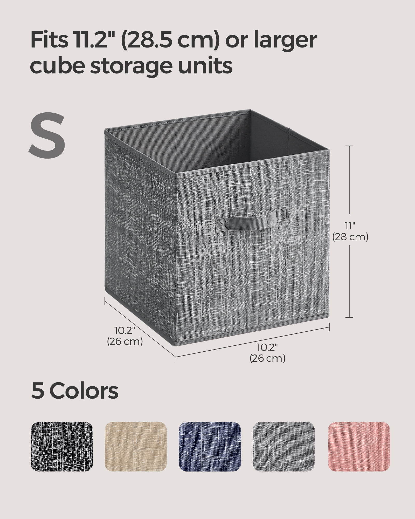 8 Storage Cubes, 11" Non-Woven Fabric Bins with Double Handles Closet Organizers for Bedroom Living Room Cattail Gray