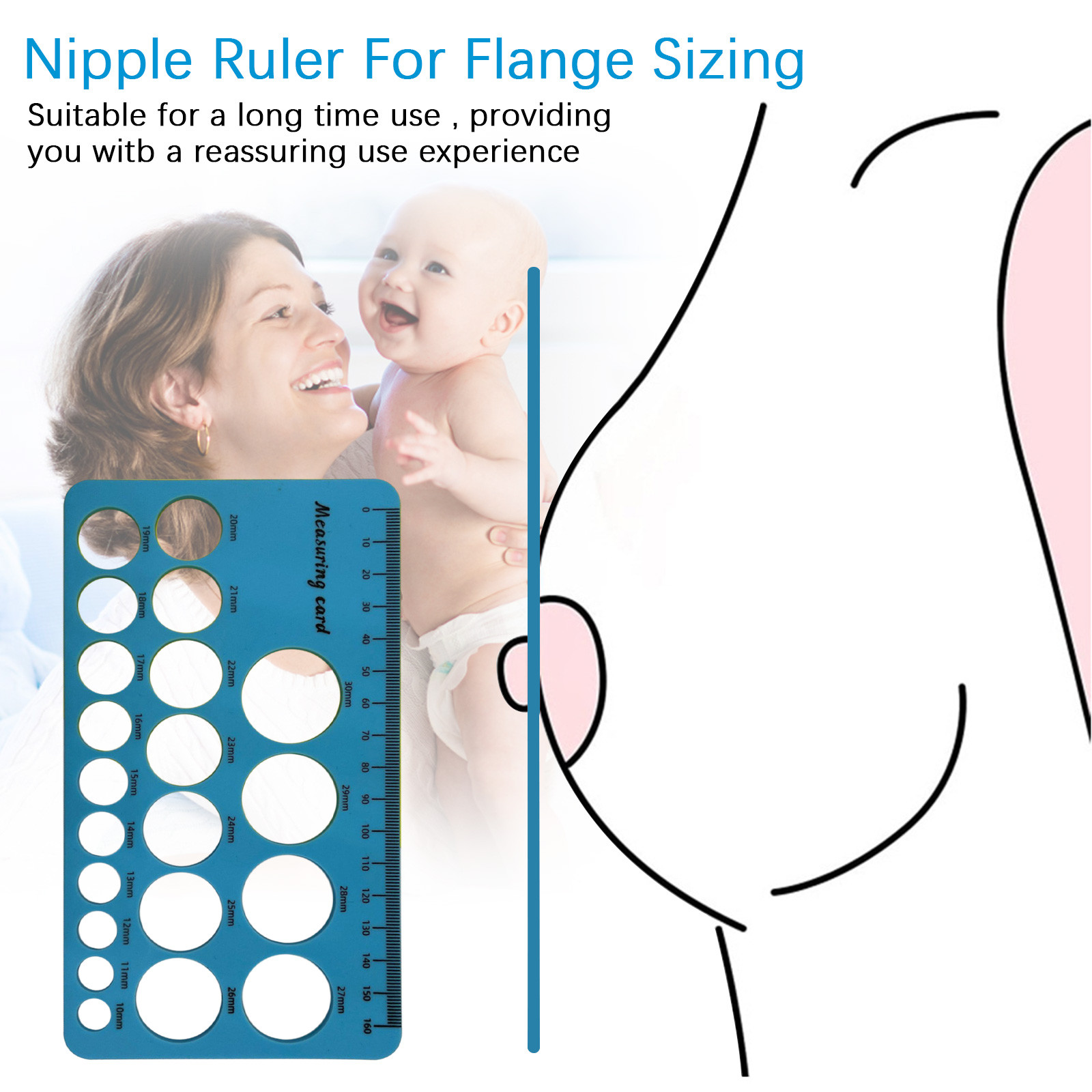 PRINxy Nipple Ruler For Flange Sizing Measurement Tool Silicone & Soft  Flange Size Measure For Nipples Breast Flange Measuring Tool Breast Pump  Sizing
