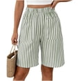 thumbnail image 2 of MLCDZ Womens Striped Bermuda Shorts Casual Loose Lightweight Shorts with Multiple Pockets Elastic Waist Summer Beach Vacation Shorts Pants, 2 of 7