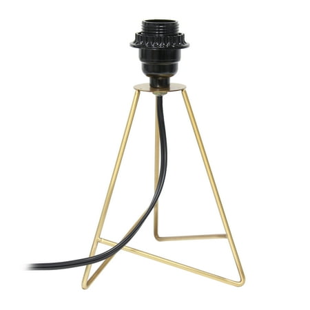 Simple Designs Down to the Wire Table Lamp with Fabric Shade, Gold with White Shade