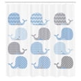 thumbnail image 2 of Ambesonne Party Shower Curtain, Chevron Dots and Stripe, 69"Wx75"L, Pale Blue Grey White, 2 of 4