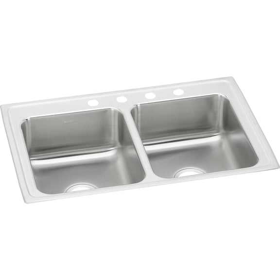 Open Box Elkay LRAD2918653 Lustertone Classic Stainless Steel 29" x 18" x 6-1/2", Equal Double Bowl Drop-in ADA Sink