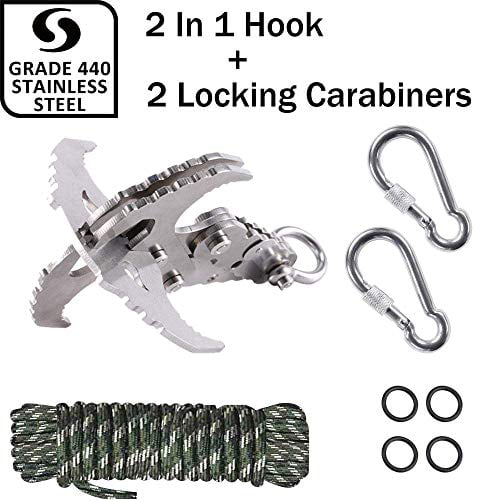 3-Claw Stainless Steel Outdoor Grappling Hook Climbing Claw 15x13.5x7cm RDUK RUI 