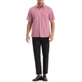 thumbnail image 2 of Camisas de vestir de cuadros INSPIRE CHIC para hombres, de manga corta, en color rojo, 2 of 6