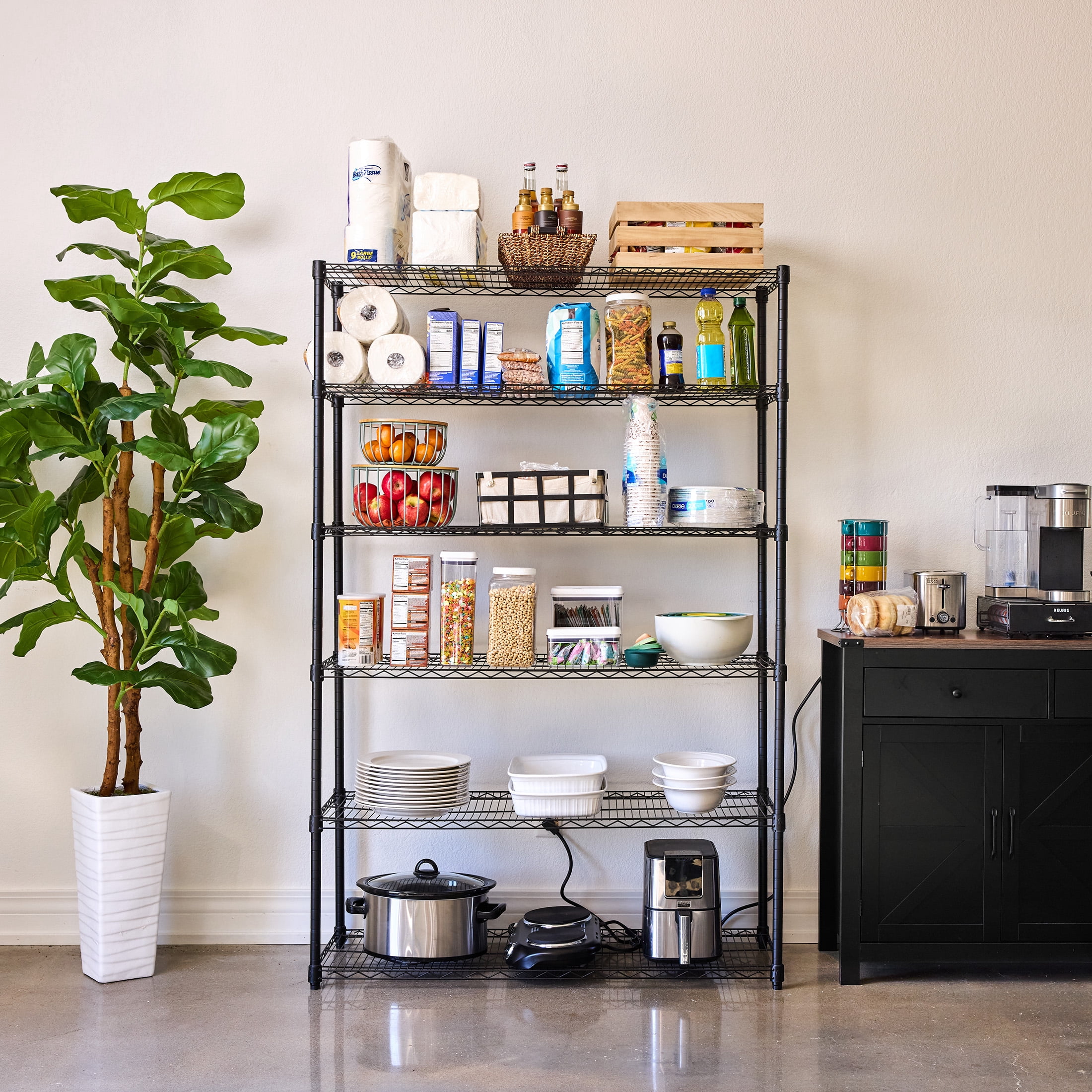 WorkPro 6-Tier Black Wire Shelving
