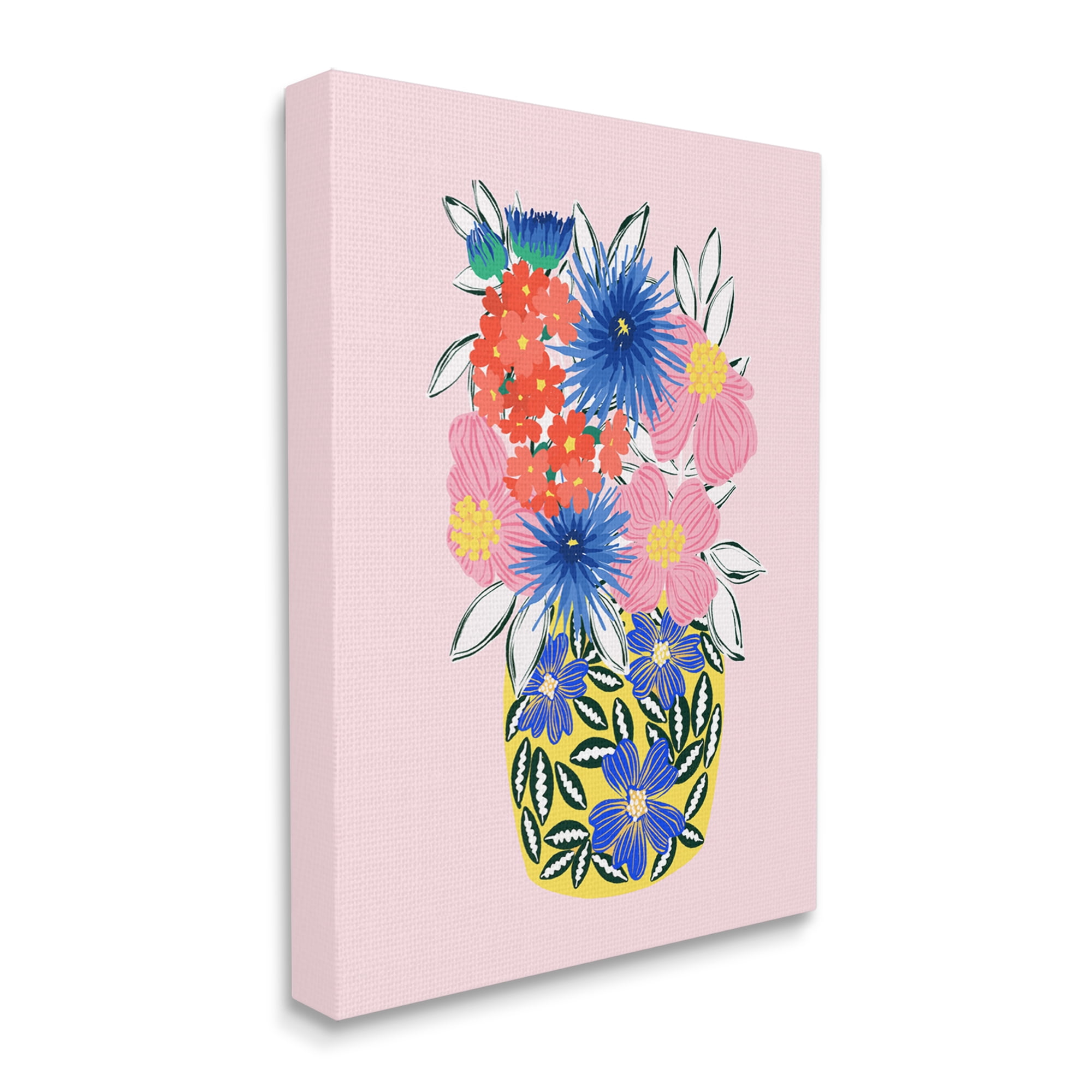 Stupell Industries Patterned Bouquet Vase Botanical & Floral Painting Gallery Wrapped Canvas Art Print Wall Art, 30 x 40