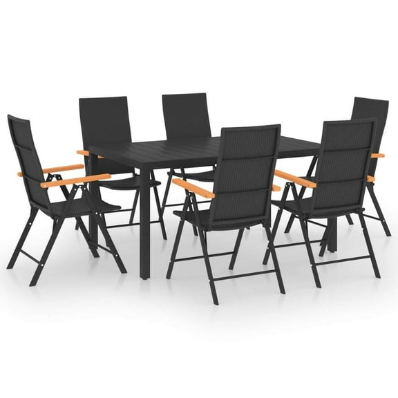 vidaXL 7 Piece Patio Dining Set Black and Brown