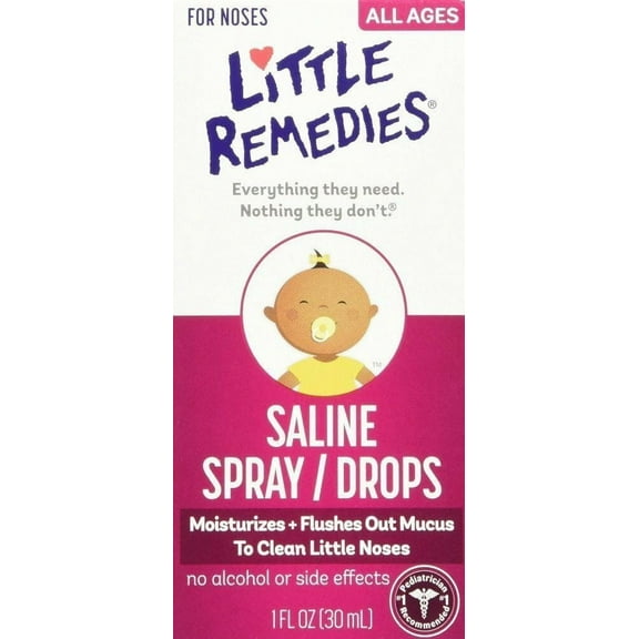 Little Remedies Newborn   Nose Saline Spray Drops, Wash Away Mucus, 1 Oz, 5-Pack