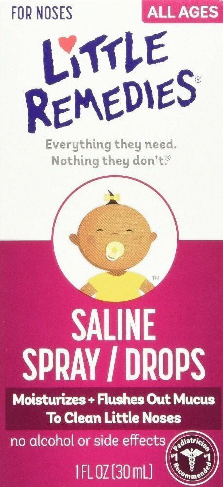 Little Remedies Newborn + Nose Saline Spray Drops, Wash Away Mucus, 1 Oz, 5-Pack