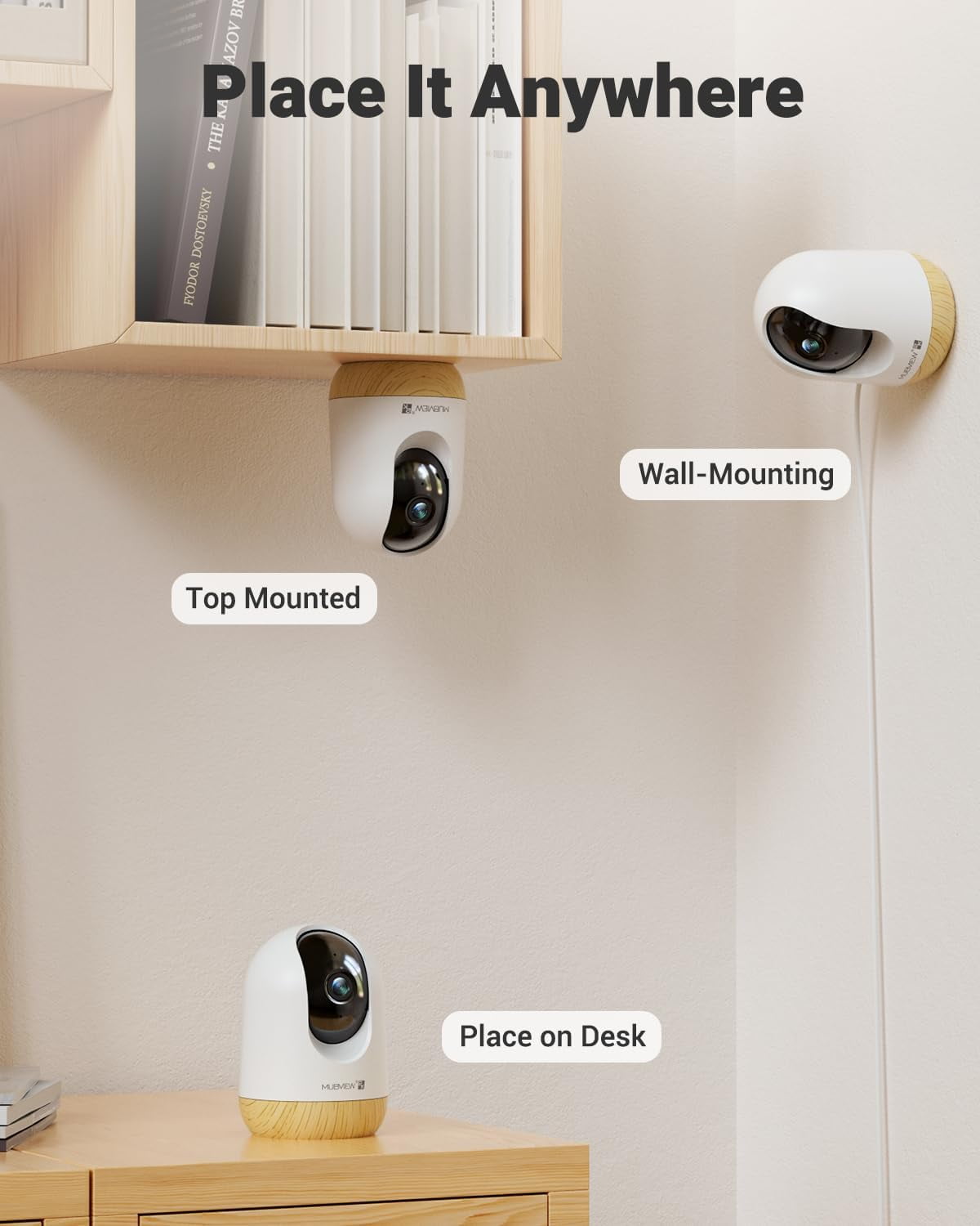General 5G WiFi Indoor Security Camera No Subscription, Pet Camera with Phone App, Baby Monitor WiFi Smartphone, 2K Night Vision Pan-Tilt Dog Cam, Auto Tracking, 2-Way Audio, SD or Cloud Storage
