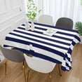 thumbnail image 5 of GZHJMY Navy Blue Stripes Rectangle Tablecloth, Waterproof Stain Wrinkle Resistant Washable Polyester Table Cover for Picnic Dinner Holiday Kitchen Party Decor, 54 x 72 in Home Decor, 5 of 7