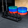 thumbnail image 6 of Topeakmart Horizontal Barbell Bumper Plate Storage Rack with Handle and Wheels, 6 of 12