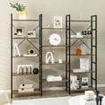 thumbnail image 4 of Gymax Triple Wide 5 Tiers Bookshelf Open Display Shelves w/ Metal Frame Rustic Brown, 4 of 10