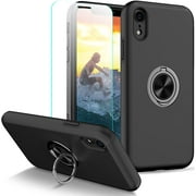 SiZiYNan iPhone XR Case with Screen Protector Dual Layer Slim Rugged iPhone XR Kickstand Case with Ring Holder Support
