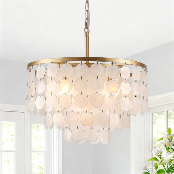 5-Light Coastal Gold Shaded Chandeliers