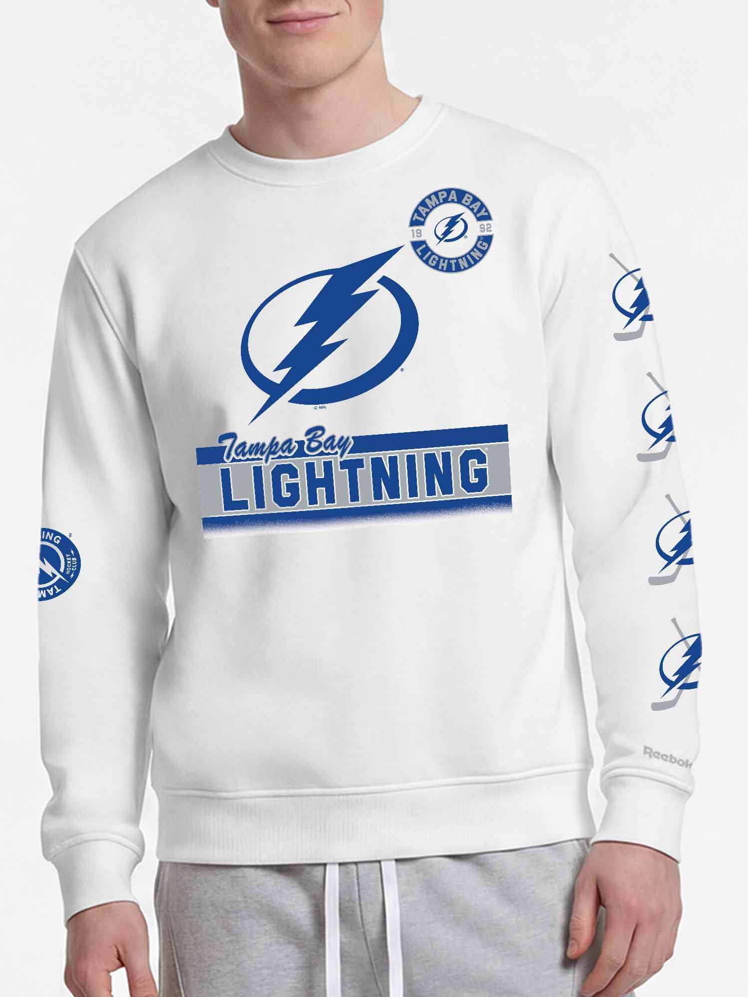 Tampa Bay Lightning Reebok Mens White Crew Sweatshirt