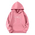 thumbnail image 3 of FchengtaiS Girls' Hoodies Sweatshirts Long Sleeve Casual Lightweight Pullover Tops Bow Print Hooded Sweatshirt with Pocket 4-15 Years, 3 of 5