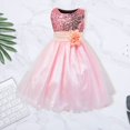thumbnail image 4 of PINQI Pageant Little Girls Dress Toddler Girl Sequin Sleeveless Tulle Princess Dress Flower Belt Christmas Sundress for 3 To 10 Years, 4 of 4