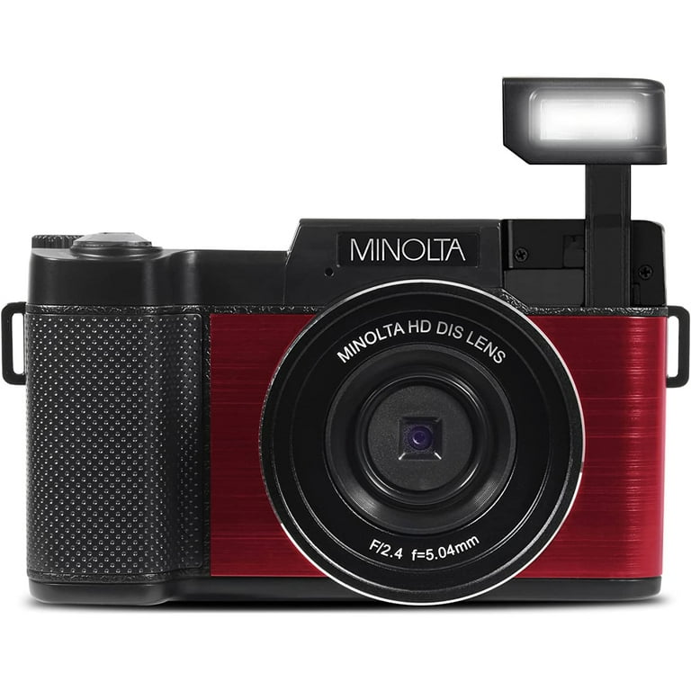 Minolta MND30 30MP 2.7K Ultra HD 4X Zoom Digital Camera (Red
