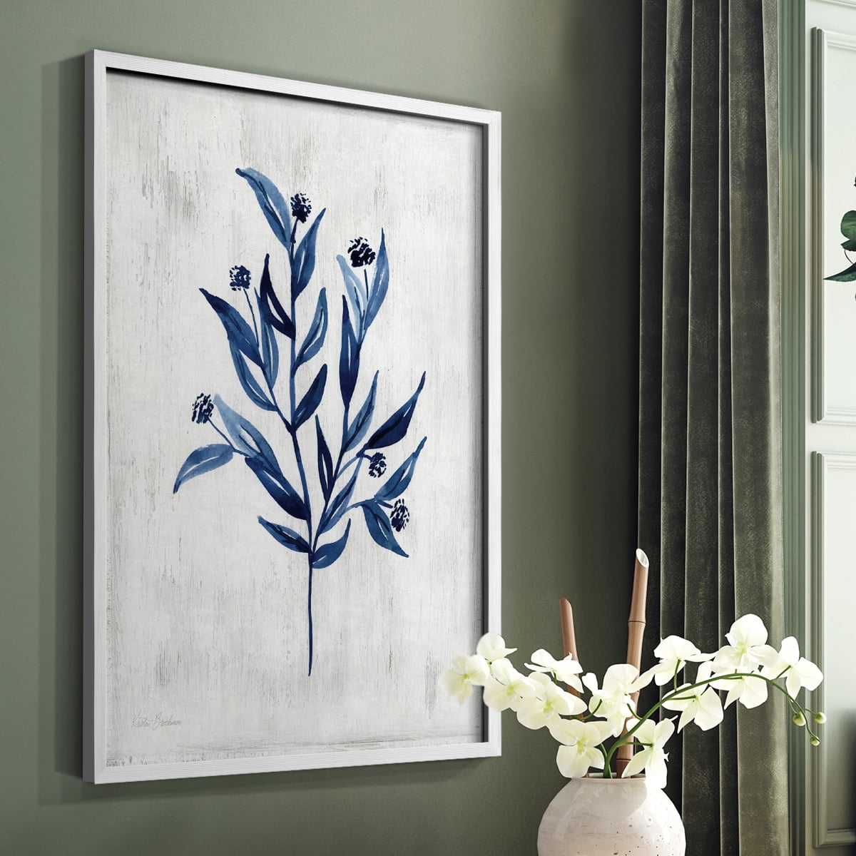Wild Indigo III Framed Print in White Solid Wood 11 x 14 Framed Print