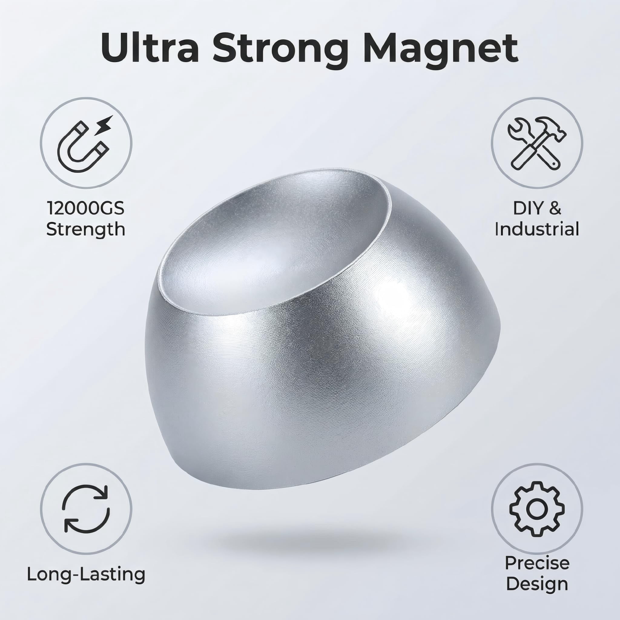 12000GS Rare Earth Magnets, Magnetic Heavy Duty & Fixing Hole, Suitable for DIY, Office, Recycling, Metal Clearance (1, Silver, 2.87" L x 1.29" H)