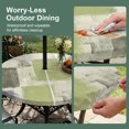thumbnail image 3 of Round Outdoor Tablecloth with Umbrella Hole and Zipper, Sage Green Ombre Fitted Table Cover with Elastic Edge for 31-35 Inch, Retro Abstract Mottled Geometric Waterproof Patio Tablecoths for Picnic, 3 of 9