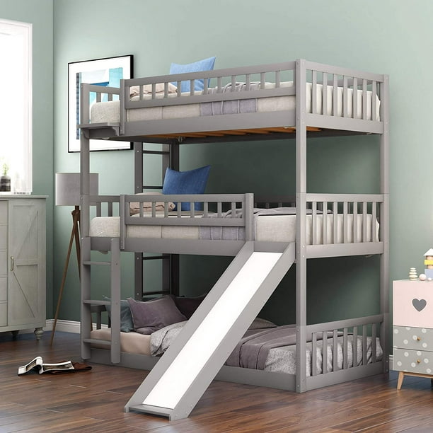 Churanty Twin Over, Bunk Beds With A Slide Attached