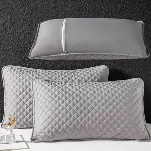 Protectores de Almohada Impermeables, Tamaño Estándar 50X75 Cm, Transpirables E Hipoalergénicos, Resistentes Al Aceite y a Las Manchas, Paquete de 2, Blanco y Gris