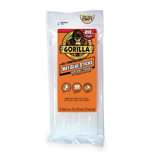 Gorilla Glue Gorilla 8" Dual Temp Full Size Glue Sticks, 20 Count
