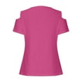 thumbnail image 7 of yardsong Eyelet Tshirts Shirts for Women Sexy Clod Sholuder Tops 2025 Summer Hollow Out Eyelet Short Sleeve T Shirts Going Out Blouses Ladies Tunic Hot Pink,XXXXXL, 7 of 7
