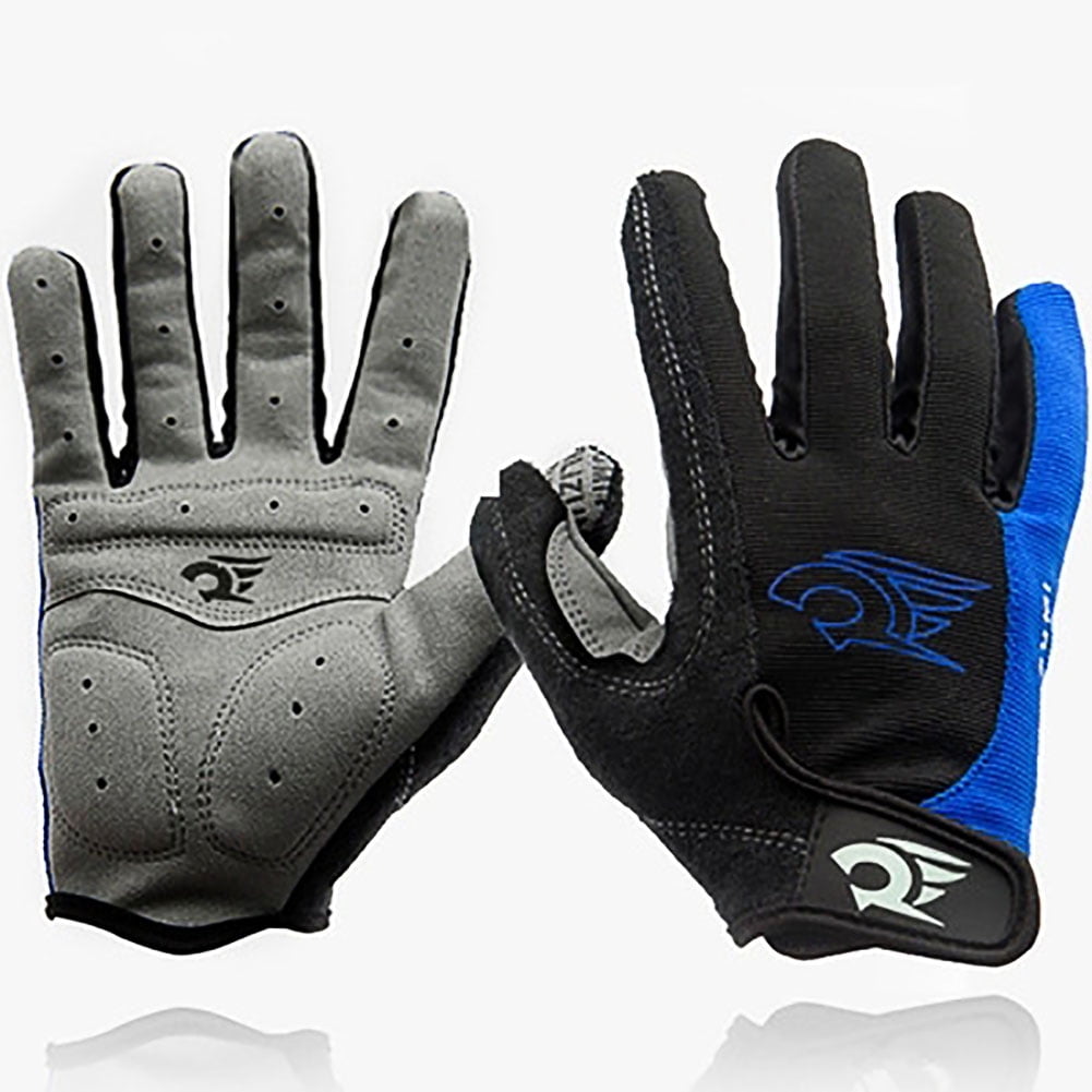 Cycling Gloves Breathable Lycra Full Finger Winter Cycling Gloves Blue by