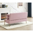 thumbnail image 5 of Pink Velvet Sofa Couch, Modern Home 2 Seat Sofa, Comfort Upholstered Loveseat with 2 Pillows, for Living Room, Bedroom, Office, L0163, 5 of 10