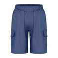 thumbnail image 5 of Boys Cargo Shorts Drawstring Elastic Waisted Short Pants Solid Color Hiking Shorts with Pockets Relaxed Fit Comfortable, 5 of 7