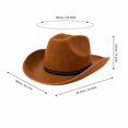 thumbnail image 3 of Western Cowboy Hat for Women and Men, Unisex Big Wide Brim Felt Hats for Cowboys and Cowgirls (Coffee), 3 of 5