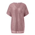 thumbnail image 4 of Sngxgn Tshirts for Women Short Sleeve Tops Loose Fit Basic Tees(Pink,XL), 4 of 5