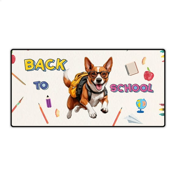 Back to School Cute Basenji Desk Mat Full Keyboard Mouse Pad African Barkless Dog Lover Large Mousepad - 13010