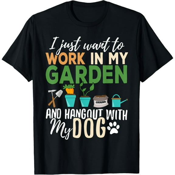 Gardening T-Shirt Dog Lover Gardener Garden Pet Gift Plants Men Women T-Shirt100% pure cotton short-sleeved shirt for both men and women