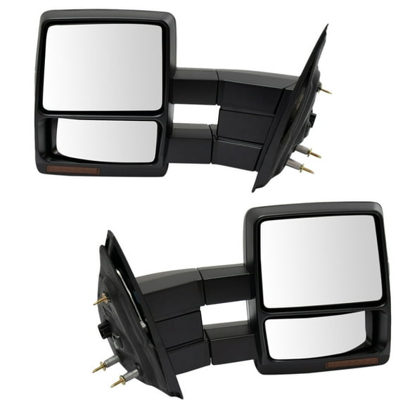 Trail Ridge Towing Mirror Set 2 Piece Power Heated Turn Signal Manual Folding Textured Puddle Light Fits 2004-2014 Ford F-150