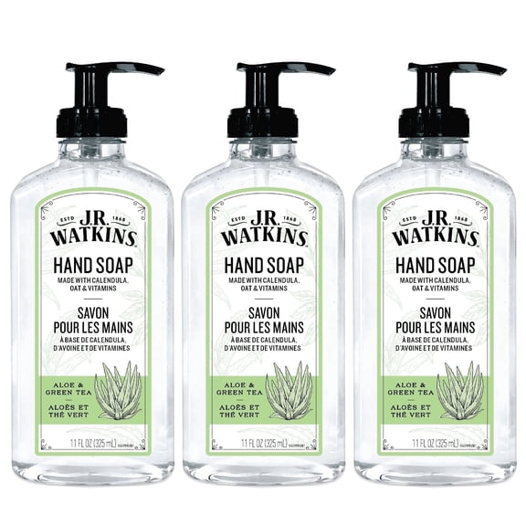 J.R. Watkins Gel Hand Soap, Aloe & Green Tea, 11oz (3 Pack)