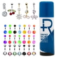 thumbnail image 1 of BodyJ4You 65 Belly Button Rings Long Dangle Bars 14G Black Goldtone Steel CZ Navel Jewelry Set, 1 of 6