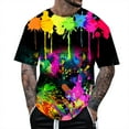 thumbnail image 4 of Mens Spring Autumn All Print Short Sleeve Round Neck T Shirt Floral Trend Bottoming Shirt Tops Clothes, 4 of 4